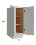 Midtown Painted Grey Shaker 12" Full Height Door Base Cabinet