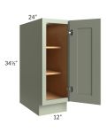 Midtown Pistachio Green Shaker 12" Full Height Door Base Cabinet