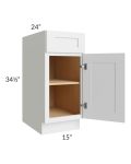 Asheville White Shaker 15" Full Height Door Base Cabinet