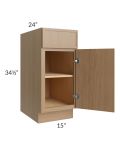 Township Rift Oak 15" Full Height Door Base Cabinet