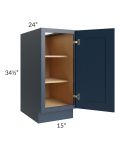 Midtown Blue Shaker 15" Full Height Door Base Cabinet