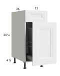 Harbor White 15" Base Cabinet with Single Trashcan Pullout