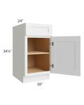 Asheville White Shaker 18" Full Height Door Base Cabinet