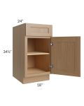 Asheville Rift Oak Shaker 18" Full Height Door Base Cabinet