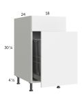 Euro Gloss White 18" Base Cabinet with Single Trashcan Pullout
