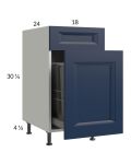 Harbor Navy 18" Base Cabinet with Single Trashcan Pullout