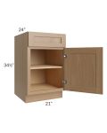 Asheville Rift Oak Shaker 21" Full Height Door Base Cabinet