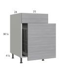 Euro Grey 21" Base Cabinet with Single Trashcan Pullout