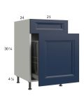 Harbor Navy 21" Base Cabinet with Single Trashcan Pullout