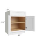 Asheville White Shaker 27" Full Height Door Base Cabinet