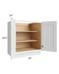 Midtown White Shaker 30" Full Height Door Base Cabinet
