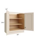 Midtown Cream Shaker 30" Full Height Door Base Cabinet