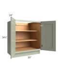 Midtown Pistachio Green Shaker 30" Full Height Door Base Cabinet