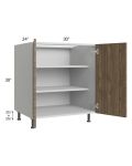 Milan Pecan 30" Full Height Door Base Cabinet