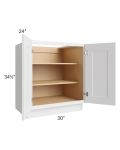 Salem White 30" Full Height Door Base Cabinet