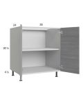 Euro Grey 30" Full Height Door Base Cabinet