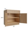 Asheville Rift Oak Shaker 33" Full Height Door Base Cabinet
