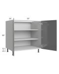 Milan Grey Gloss 33" Full Height Door Base Cabinet