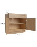 Asheville Rift Oak Shaker 36" Full Height Door Base Cabinet