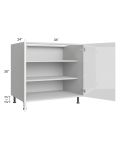 Milan White Gloss 36" Full Height Door Base Cabinet