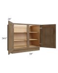 Midtown Mocha Shaker 39" Full Height Door Base Cabinet