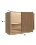 Asheville Rift Oak Shaker 45" Full Height Door Blind Corner Base Cabinet