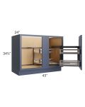 Bayville Blue 45" Full Height Door Blind Corner Base Cabinet with Pullout