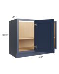 Bayville Blue 45" Full Height Door Blind Corner Base Cabinet