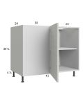 Euro White Grain 49" - 52" Full Height 2-Door Blind Base Corner Cabinet 