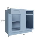 Sky Blue Shaker 42"-45" Blind Base Corner Cabinet