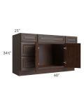 Biscotti Caf?? Glazed 60" Vanity Sink Base Cabinet with Drawers