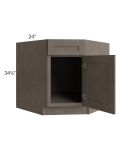 Natural Grey Shaker 36" Base Diagonal Corner Sink Cabinet