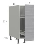 Euro Grey 9" Full Height Door Base Cabinet with Pullout Access