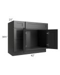 Kingston Steel Grey Shaker 42" Vanity Sink Base Cabinet (Drawers on Left)
