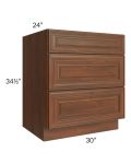Cambridge Saddle Glaze 30" 3-Drawer Base Cabinet 