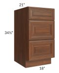 Cambridge Saddle Glaze 18" 3-Drawer Vanity Base Cabinet 
