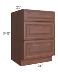 Cambridge Saddle Glaze 24" 3-Drawer Vanity Base Cabinet