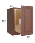 Cambridge Saddle Glaze 15" Full Height Door Base Cabinet with Single Trashcan Pullout