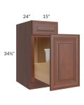 Cambridge Saddle Glaze 15" Base Cabinet with Single Trashcan Pullout