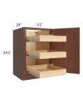 Cambridge Saddle Glaze 21" Full Height Door Base Cabinet with 3 Rollout Trays