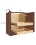 Cambridge Saddle Glaze 27" Full Height Base Cabinet with 2 Rollout Trays