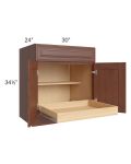 Cambridge Saddle Glaze 30" Base Cabinet with 1 Rollout Tray
