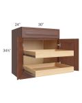 Cambridge Saddle Glaze 30" Base Cabinet with 2 Rollout Trays