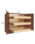 Cambridge Saddle Glaze 33" Full Height Base Cabinet with 3 Rollout Trays