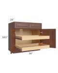 Cambridge Saddle Glaze 36" Base Cabinet with 2 Rollout Trays