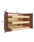 Cambridge Saddle Glaze 36" Full Height Base Cabinet with 3 Rollout Trays