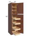 Cambridge Saddle Glaze 18x84x24 Wall Pantry Cabinet with 4 Rollout Trays
