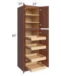 Cambridge Saddle Glaze 24x84x24 Wall Pantry Cabinet with 4 Rollout Trays