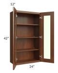 Cambridge Saddle Glaze 24x42 Wall Glass Door Cabinet (Prepped for Glass Doors) 