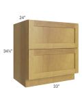 Heritage Amber Shaker 33" 2-Drawer Base Cabinet 
